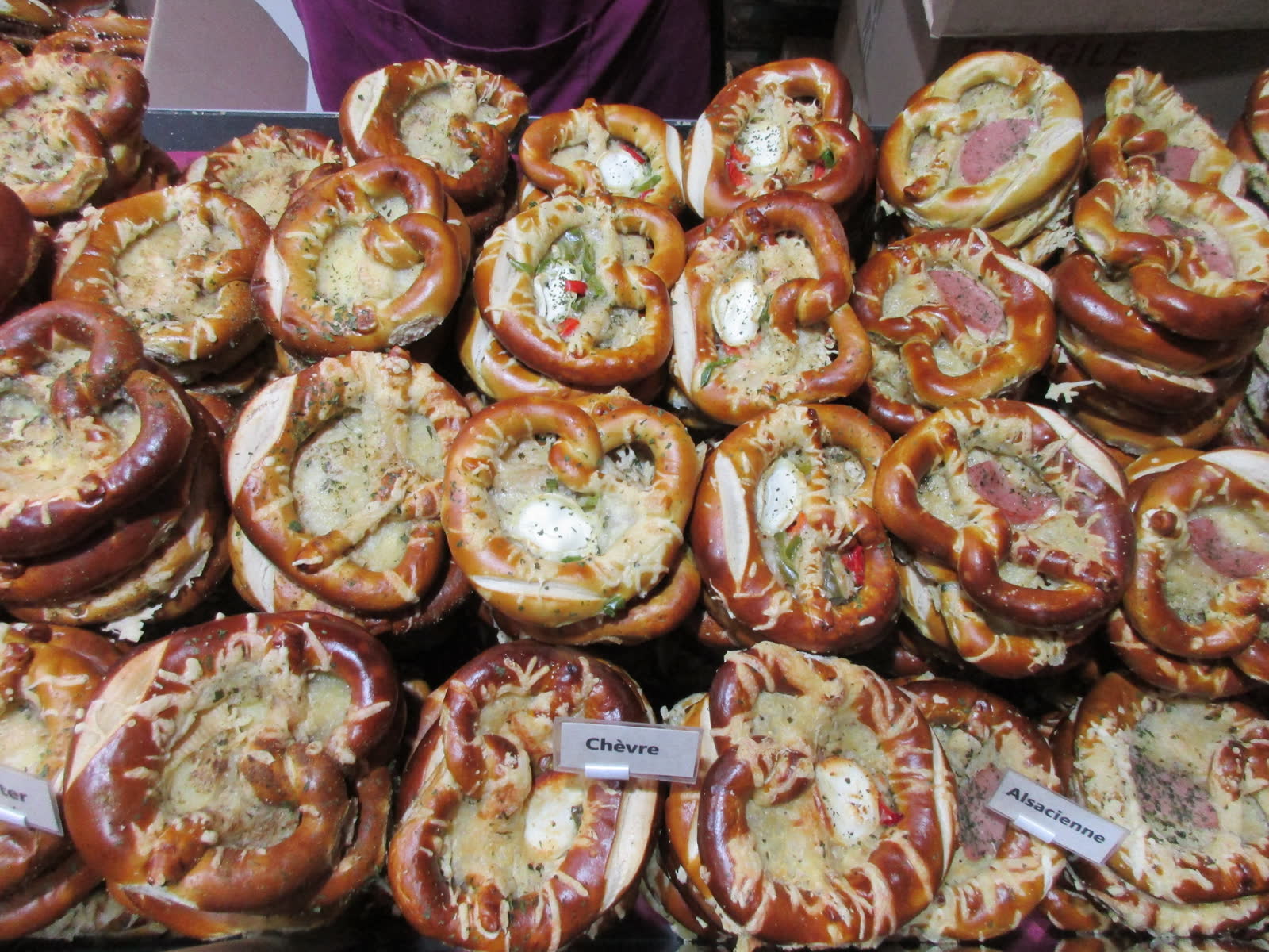 Pretzels on a stall at the Colmar market