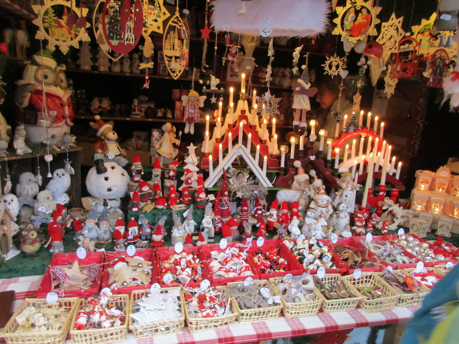 A stall of candles and Christmas ornaments in Colmar